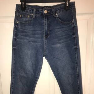 High Waisted Split Hem Skinny Jeans